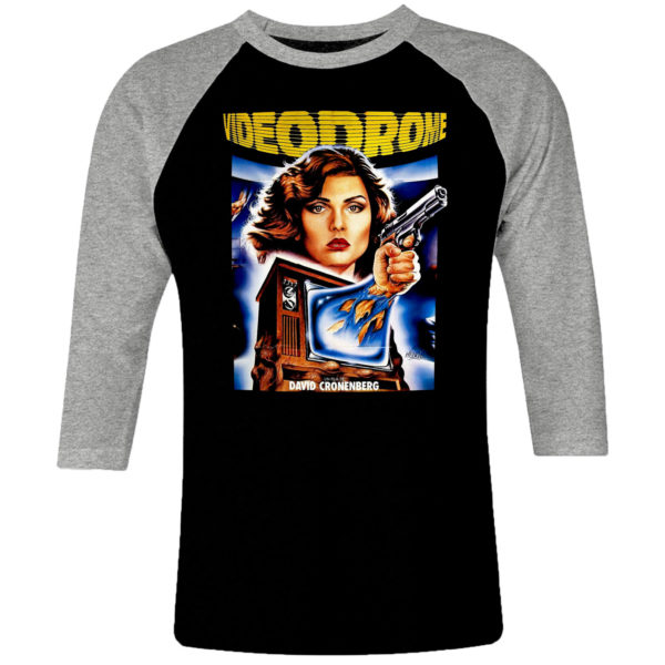 6 I 232 Videodrome David Cronenberg raglan t shirt 3 4 cult movie film serie retro vintage tshirts shirt t shirts for men cotton design handmade logo new