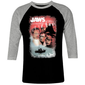 6 I 272 Jaws Steven Spielberg Roy Scheider raglan t shirt 3 4 cult movie film serie retro vintage tshirts shirt t shirts for men cotton design handmade logo new