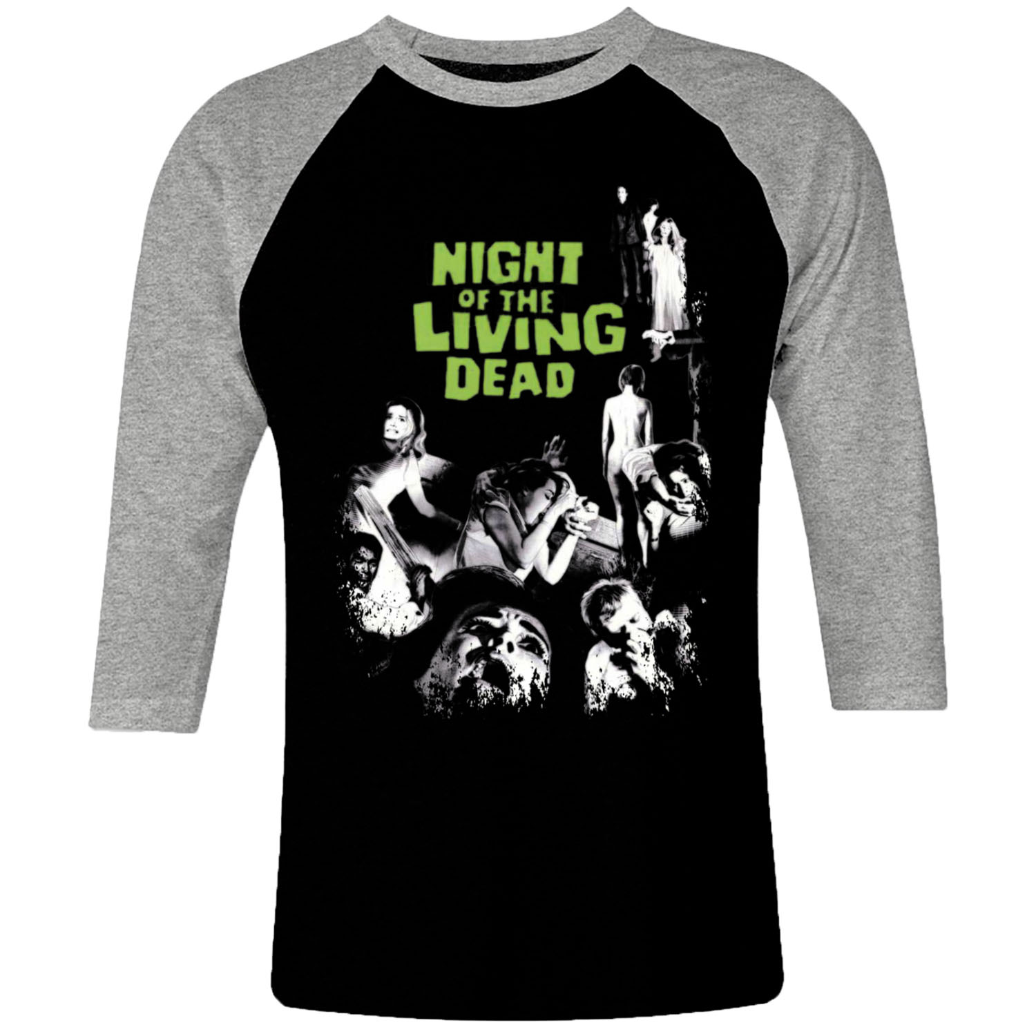 Night of the Living Dead movie raglan 3/4 sleeve t-shirt