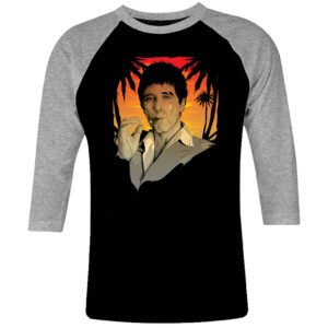 6 I 322 SCARFACE Al Pacino Tony Montana raglan t shirt 3 4 cult movie film serie retro vintage tshirts shirt t shirts for men cotton design handmade logo new