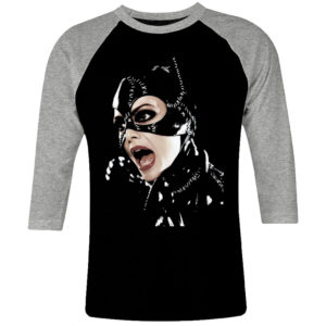 6 I 327 Catwoman Michelle Pfeiffer raglan t shirt 3 4 cult movie film serie retro vintage tshirts shirt t shirts for men cotton design handmade logo new