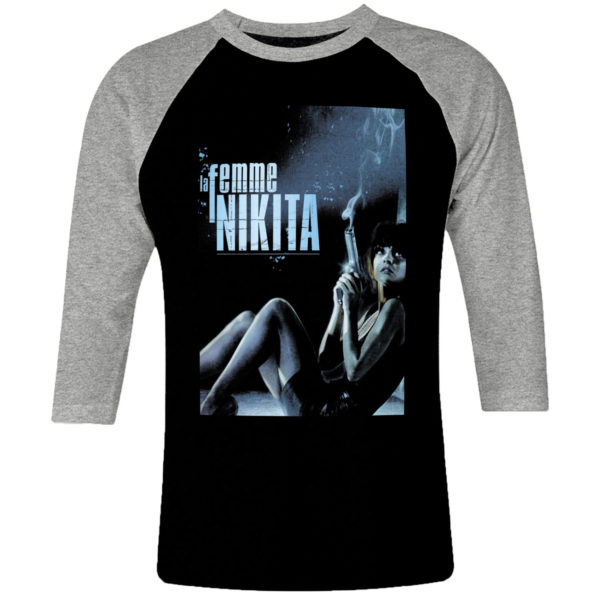 6 I 344 Nikita la femme raglan t shirt 3 4 cult movie film serie retro vintage tshirts shirt t shirts for men cotton design handmade logo new