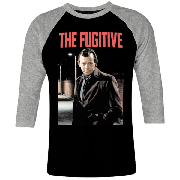 6 I 362 The Fugitive 1963 67 TV Janssen Dr Kimble raglan t shirt 3 4 cult movie film serie retro vintage tshirts shirt t shirts for men cotton design handmade logo new