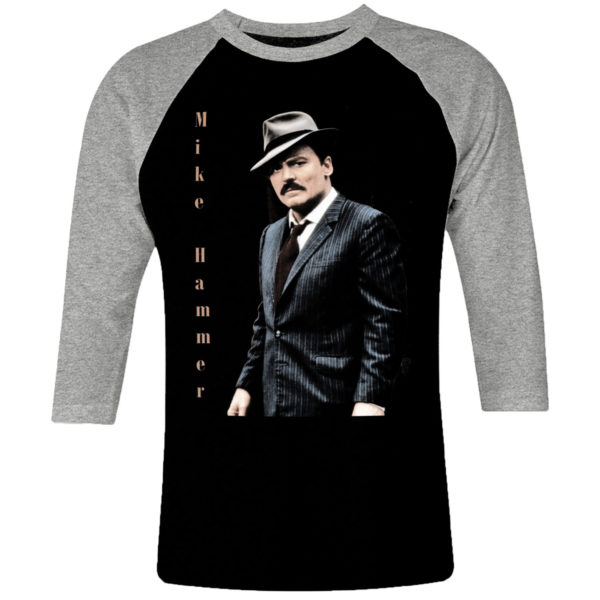 6 I 366 Mike Hammer Stacy Keach Kent Williams raglan t shirt 3 4 cult movie film serie retro vintage tshirts shirt t shirts for men cotton design handmade logo new