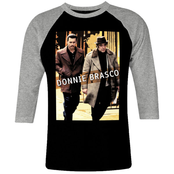 6 I 377 Donnie Brasco Johnny Depp Al Pacino Michael Madsen raglan t shirt 3 4 cult movie film serie retro vintage tshirts shirt t shirts for men cotton design handmade logo new