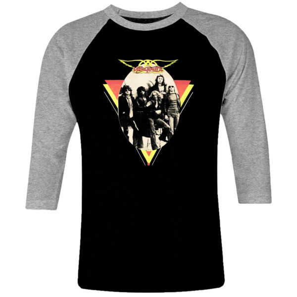 1 I 008 Aerosmith Bad Boys from Boston raglan t shirt 3 4 sleeve rock band metal retro punk vintage concert cotton design handmade logo new