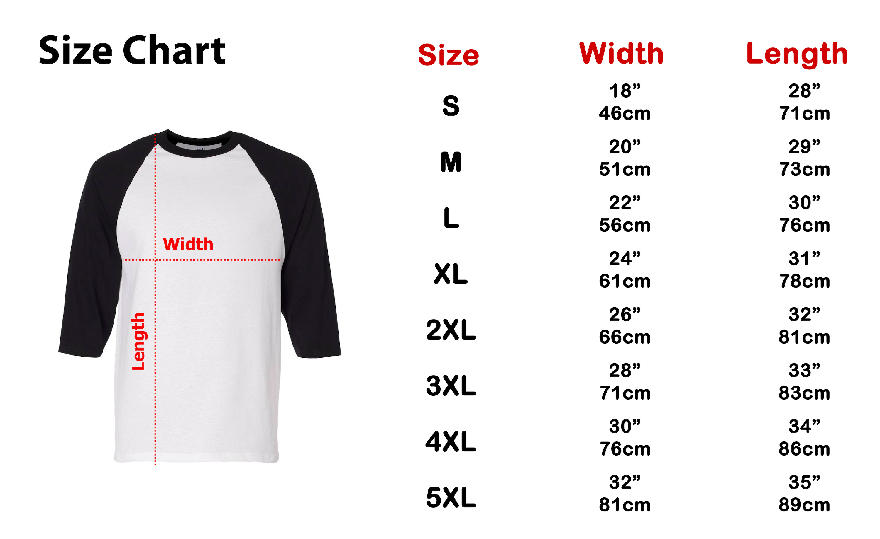 gildan raglan size chart