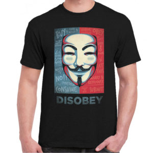 6CP A 021 DISOBEY V For Vendetta t shirt Anonymous mask cult movie film serie retro vintage tshirts shirt t shirts for men cotton design handmade logo new