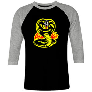 6CP I 001 Cobra Kai Logo raglan t shirt 3 4 sleeve Karate Kid cult movie film serie retro vintage tshirts shirt t shirts for men cotton design handmade logo new