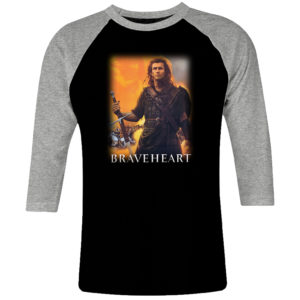 6CP I 005 Braveheart raglan t shirt 3 4 sleeve Mel Gibson cult movie film serie retro vintage tshirts shirt t shirts for men cotton design handmade logo new