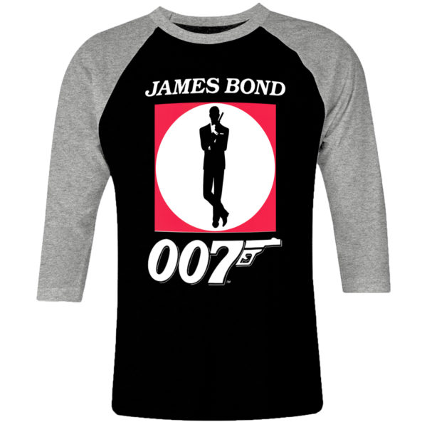 6CP I 014 JAMES BOND 007 raglan t shirt 3 4 sleeve Logo cult movie film serie retro vintage tshirts shirt t shirts for men cotton design handmade logo new