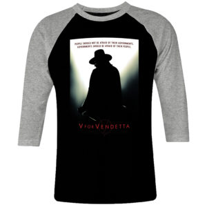 6CP I 022 V for Vendetta raglan t shirt 3 4 sleeve Afraid of cult movie film serie retro vintage tshirts shirt t shirts for men cotton design handmade logo new