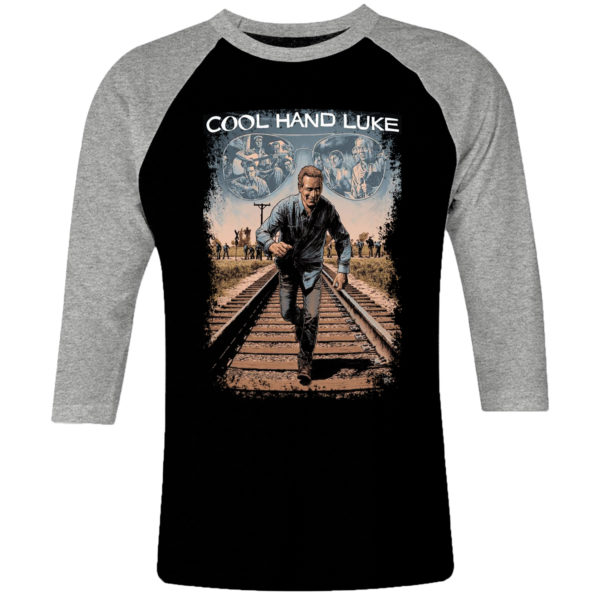 6CP I 025 COOL HAND LUKE raglan t shirt 3 4 sleeve Paul Newman 1967 drama cult movie film serie retro vintage tshirts shirt t shirts for men cotton design handmade logo new