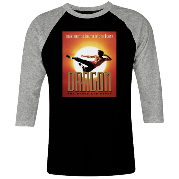 6CP I 061 DRAGON THE BRICE LEE STORY raglan t shirt 3 4 sleeve cult movie film serie retro vintage tshirts shirt t shirts for men cotton design handmade logo new