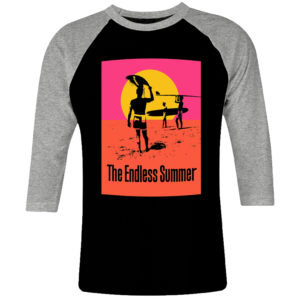 6CP I 063 The Endless Summer raglan t shirt 3 4 sleeve cult movie film serie retro vintage tshirts shirt t shirts for men cotton design handmade logo new