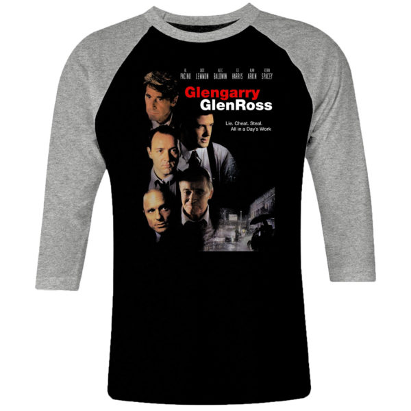 6CP I 093 GLENGARRY GLEN ROSS raglan t shirt 3 4 sleeve Al Pacino 1992 Jack Lemmon cult movie film serie retro vintage tshirts shirt t shirts for men cotton design handmade logo new